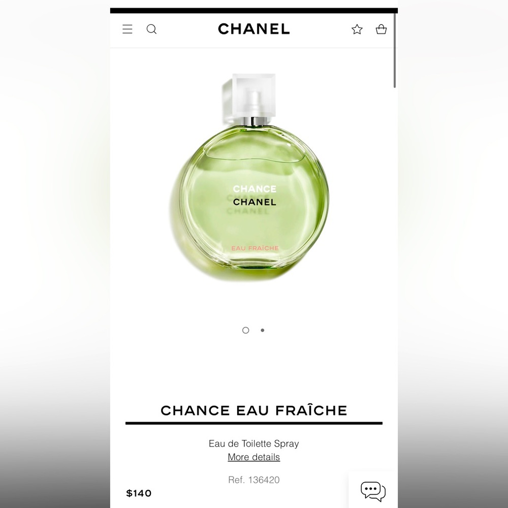3.4oz Chance Chanel Eau Fraiche Eau De Toilette